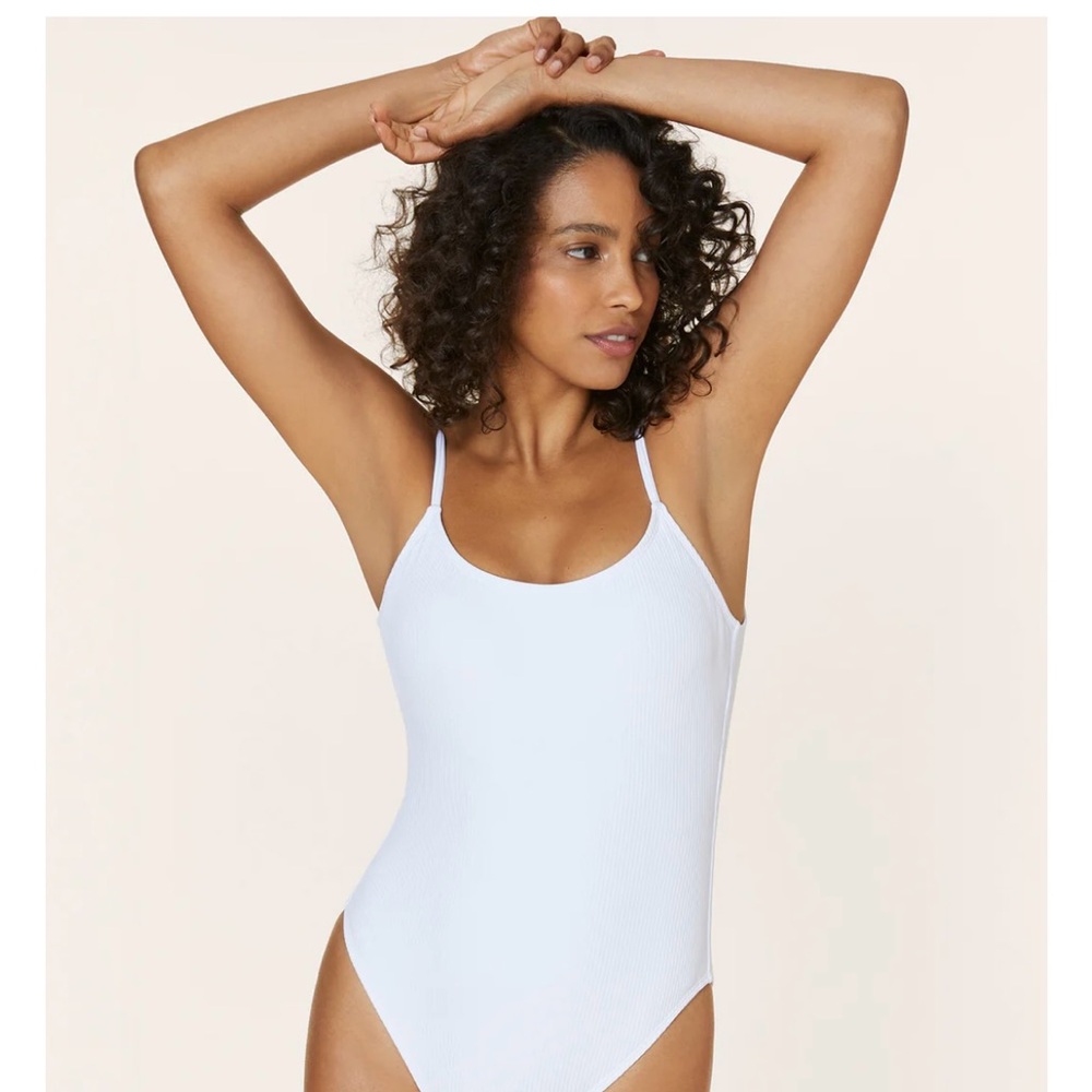 Andie White One Piece Swimsuit with Scoop Neckline